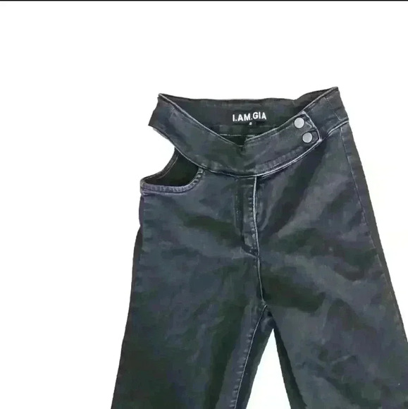 I.AM.GIA Womens Black Kayla Cut Out Jeans S - Picture 4 of 13